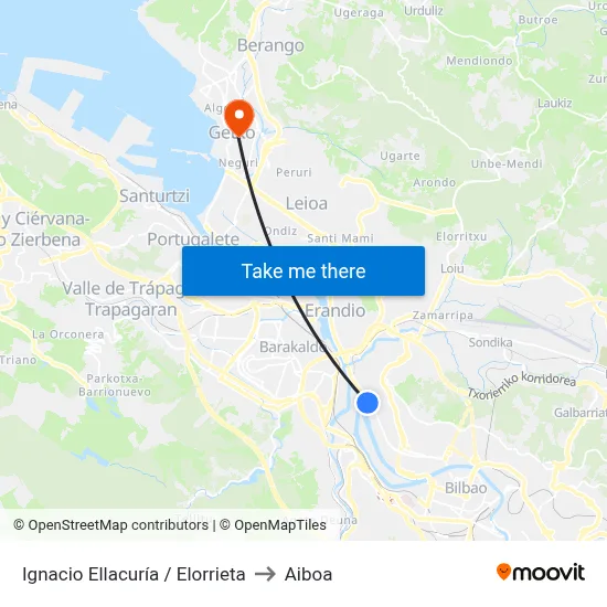Ignacio  Ellacuría / Elorrieta to Aiboa map