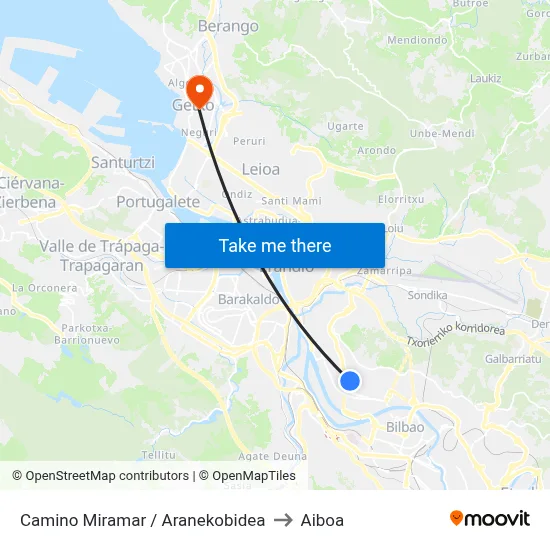 Camino Miramar / Aranekobidea to Aiboa map