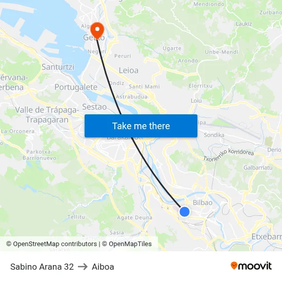 Sabino Arana 32 to Aiboa map