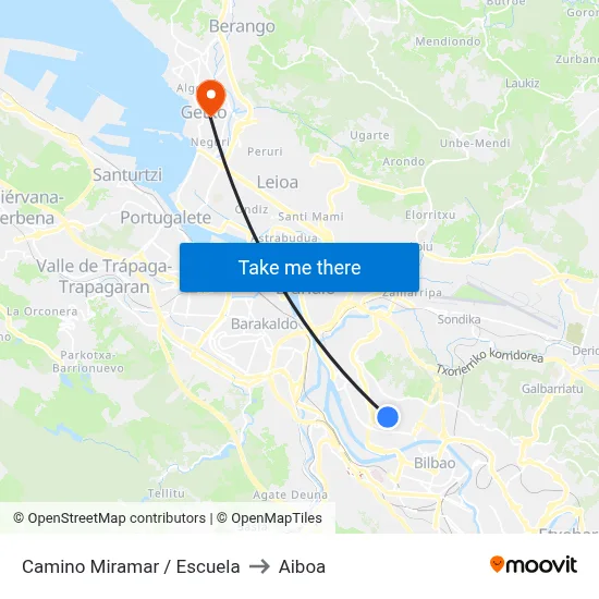 Camino Miramar / Escuela to Aiboa map