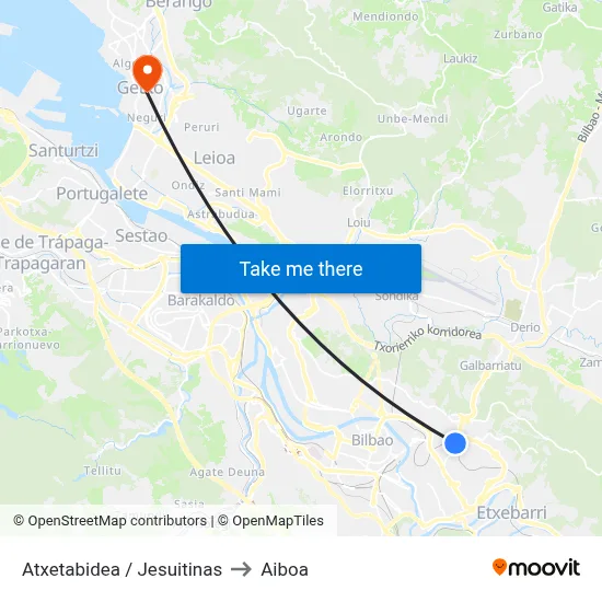 Atxetabidea / Jesuitinas to Aiboa map