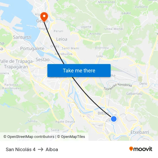 San Nicolás 4 to Aiboa map