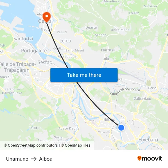 Unamuno to Aiboa map