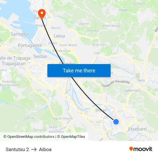 Santutxu 2 to Aiboa map