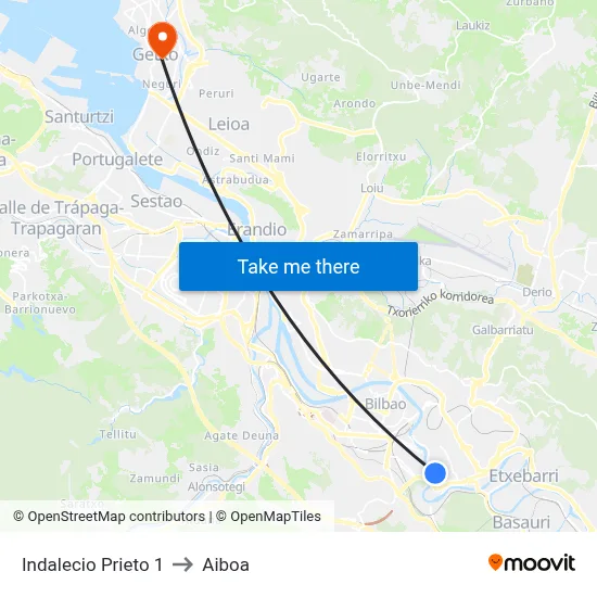 Indalecio Prieto 1 to Aiboa map