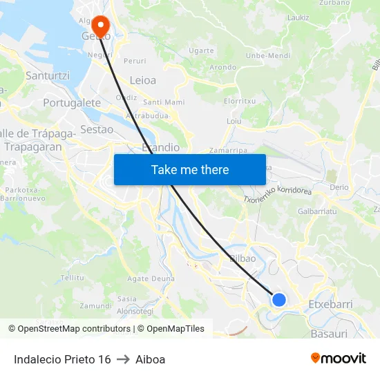 Indalecio Prieto 16 to Aiboa map