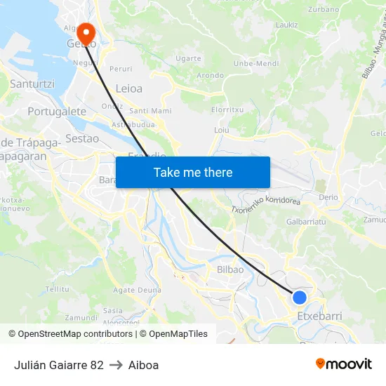 Julián Gaiarre 82 to Aiboa map