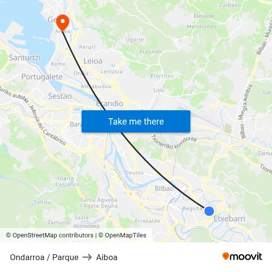 Ondarroa / Parque to Aiboa map