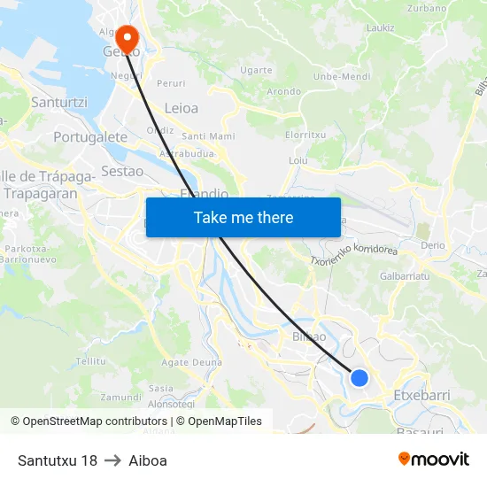 Santutxu 18 to Aiboa map