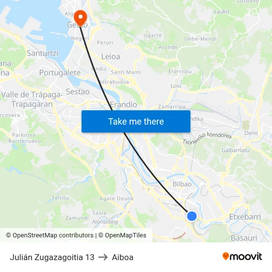 Julián Zugazagoitia 13 to Aiboa map