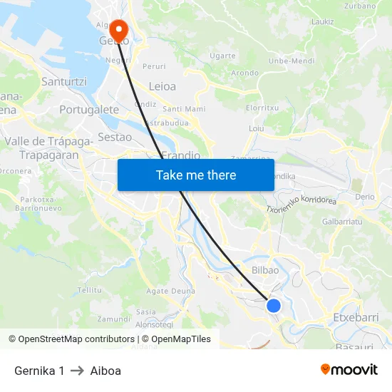 Gernika 1 to Aiboa map