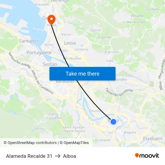 Alameda Recalde 31 to Aiboa map