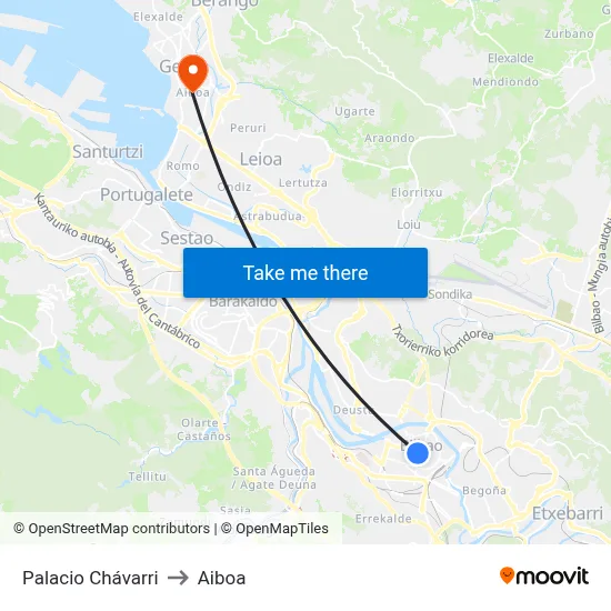 Palacio Chávarri to Aiboa map