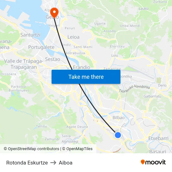 Rotonda Eskurtze to Aiboa map