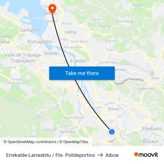 Errekalde-Larraskitu / Fte. Polideportivo to Aiboa map