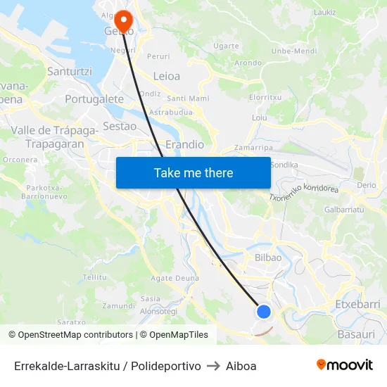 Errekalde-Larraskitu / Polideportivo to Aiboa map