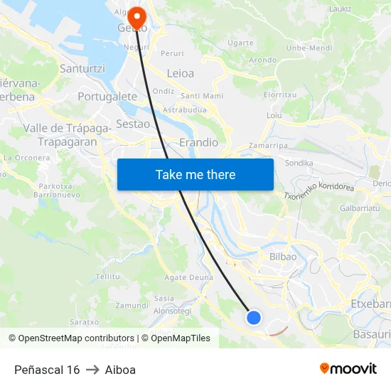 Peñascal 16 to Aiboa map