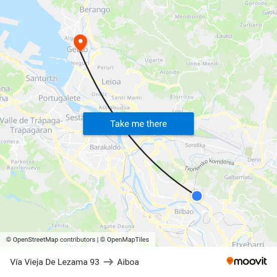 Vía Vieja De Lezama 93 to Aiboa map