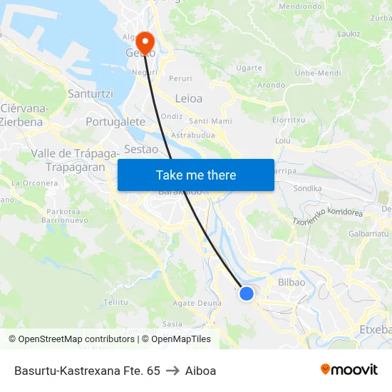 Basurtu-Kastrexana Fte. 65 to Aiboa map