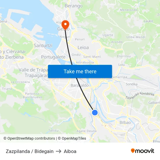 Zazpilanda / Bidegain to Aiboa map