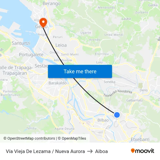 Vía Vieja De Lezama /  Nueva Aurora to Aiboa map