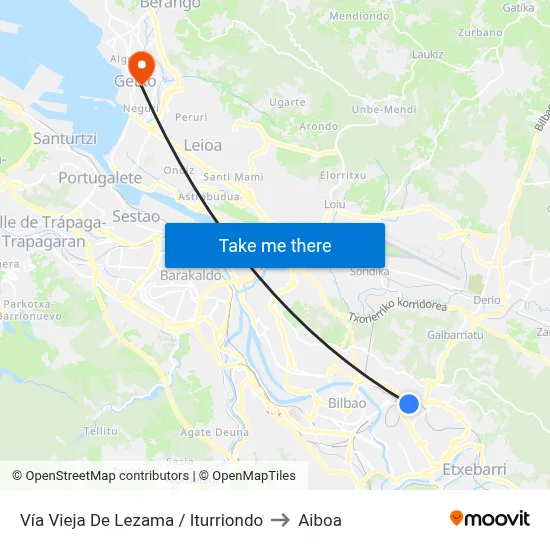 Vía Vieja De Lezama / Iturriondo to Aiboa map