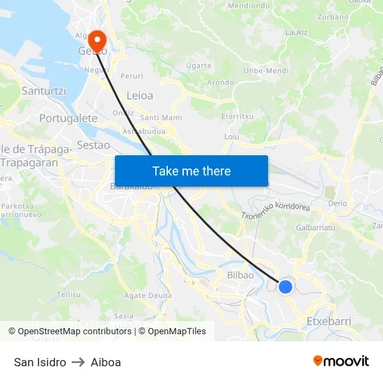 San Isidro to Aiboa map