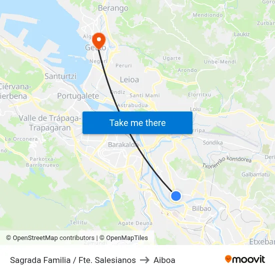 Sagrada Familia / Fte. Salesianos to Aiboa map
