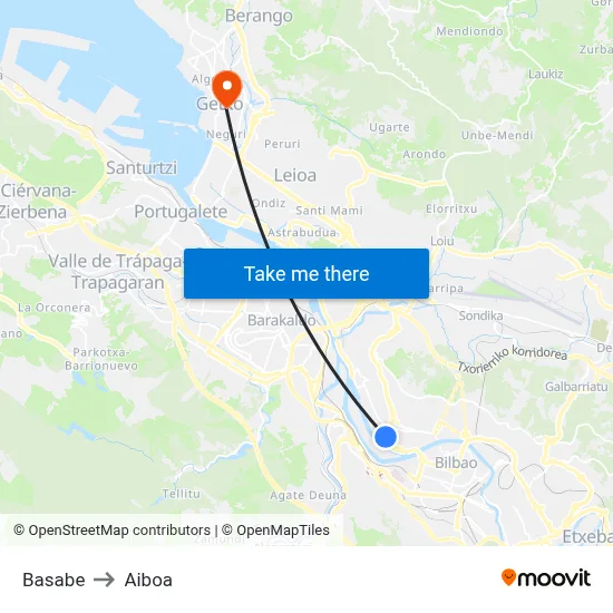 Basabe to Aiboa map