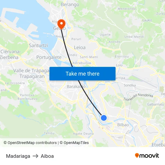 Madariaga to Aiboa map