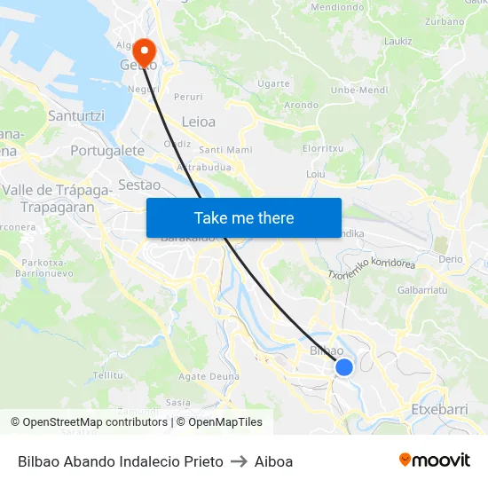 Bilbao Abando Indalecio Prieto to Aiboa map