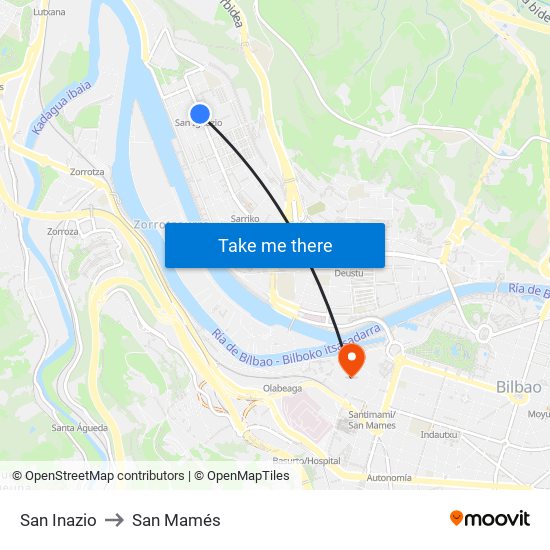 San Inazio to San Mamés map