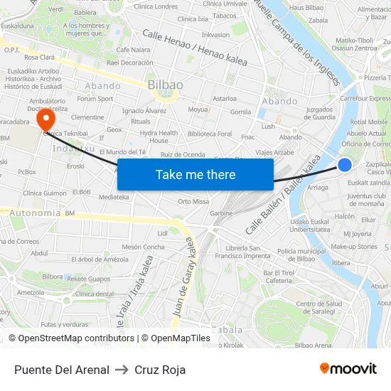 Puente Del Arenal to Cruz Roja map