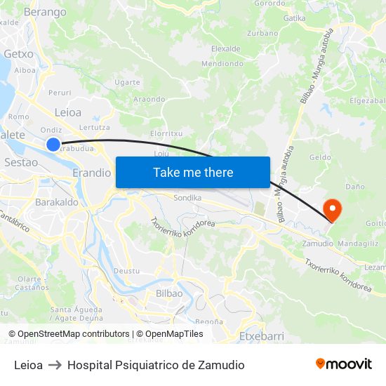 Leioa to Hospital Psiquiatrico de Zamudio map