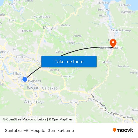 Santutxu to Hospital Gernika-Lumo map