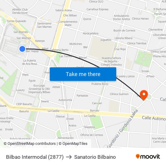 Bilbao Intermodal (2877) to Sanatorio Bilbaino map