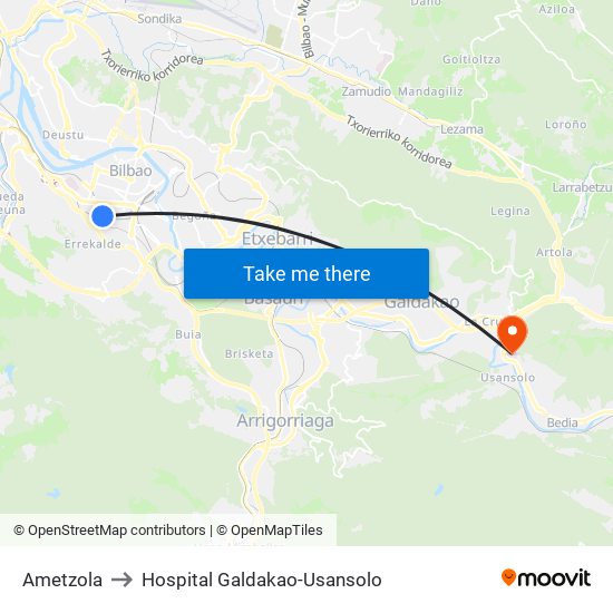 Ametzola to Hospital Galdakao-Usansolo map