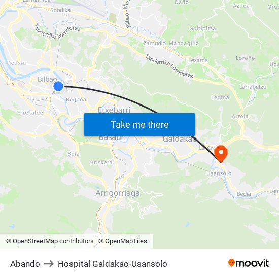 Abando to Hospital Galdakao-Usansolo map