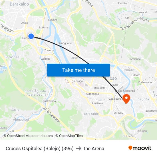 Cruces Ospitalea (Balejo) (396) to the Arena map