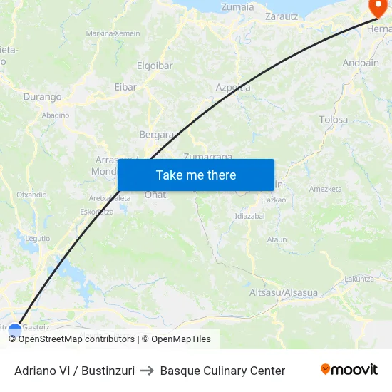 Adriano VI / Bustinzuri to Basque Culinary Center map