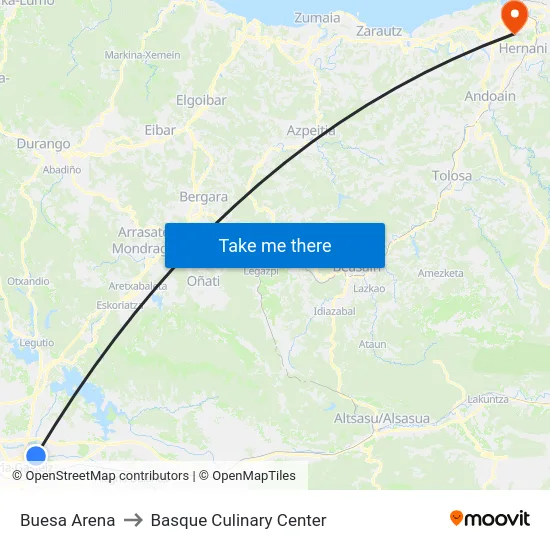 Buesa Arena to Basque Culinary Center map