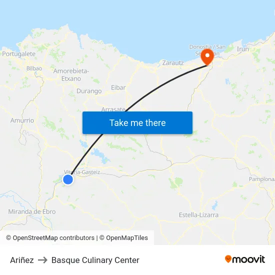 Ariñez to Basque Culinary Center map