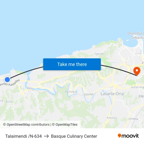 Talaimendi /N-634 to Basque Culinary Center map
