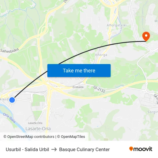 Usurbil - Salida Urbil to Basque Culinary Center map