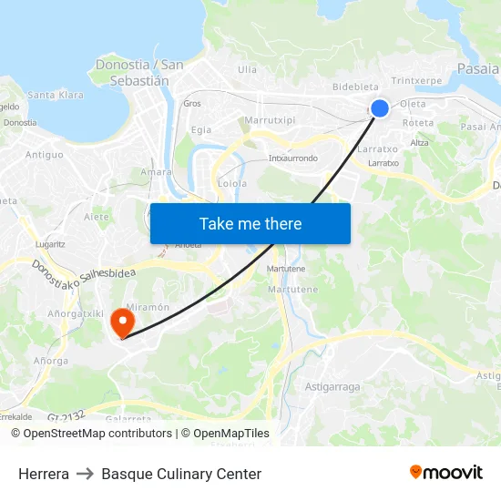 Herrera to Basque Culinary Center map