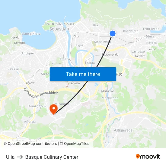 Ulia to Basque Culinary Center map