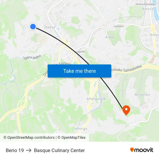 Berio 19 to Basque Culinary Center map