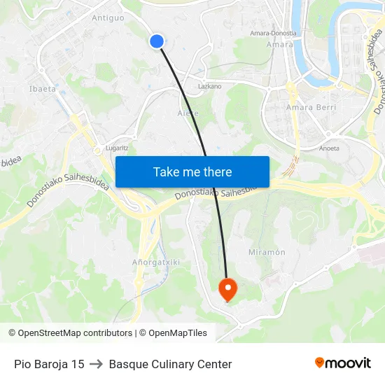 Pio Baroja 15 to Basque Culinary Center map