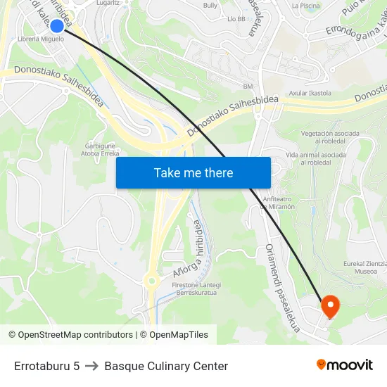 Errotaburu 5 to Basque Culinary Center map