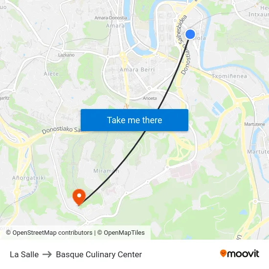 La Salle to Basque Culinary Center map